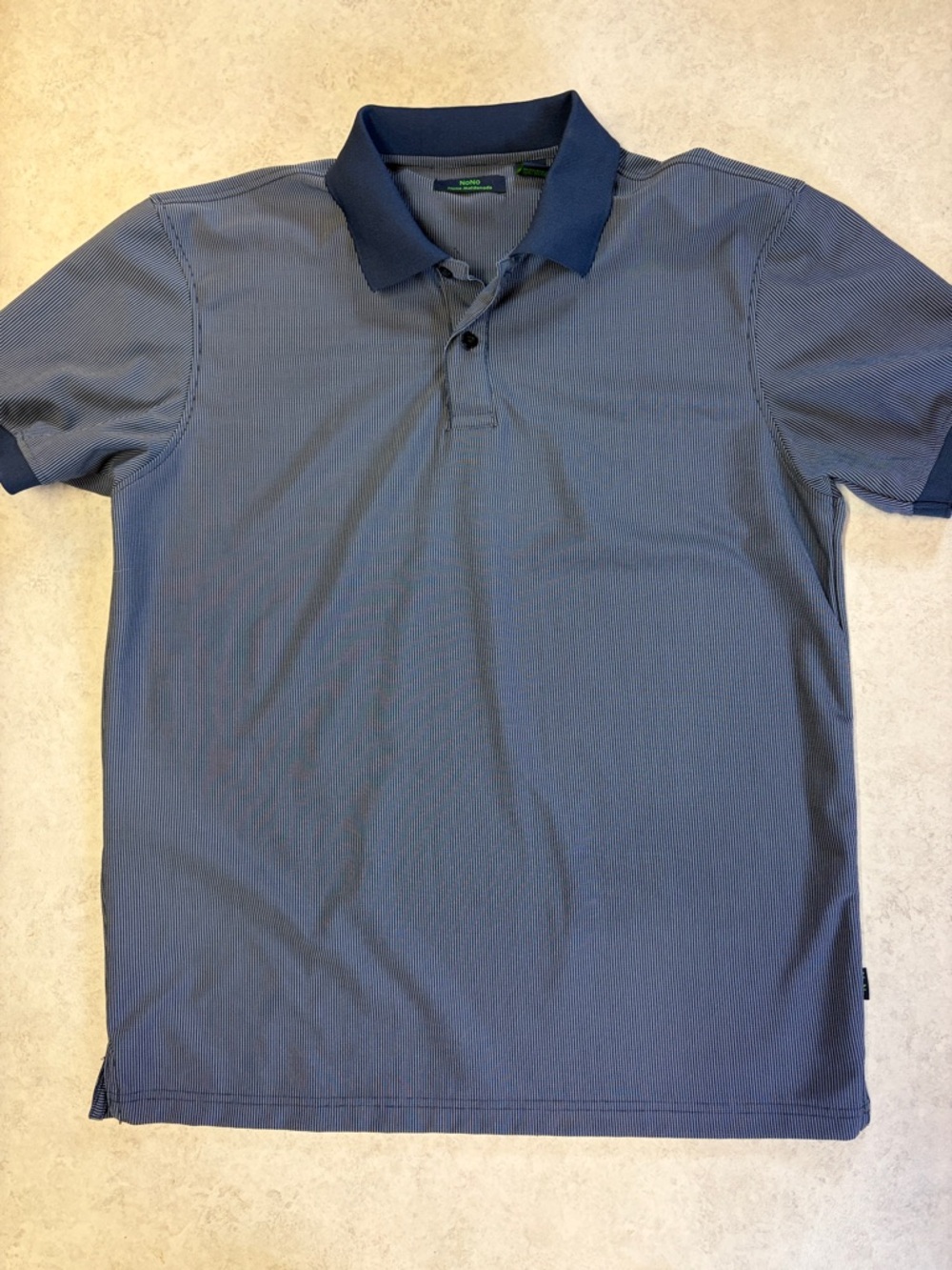 NoNo Maldonado Polo Shirt Mens L Blue Striped Casual Golf Performance